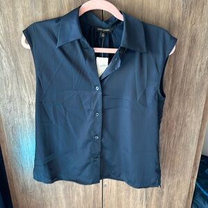 BNWT navy satin blouse